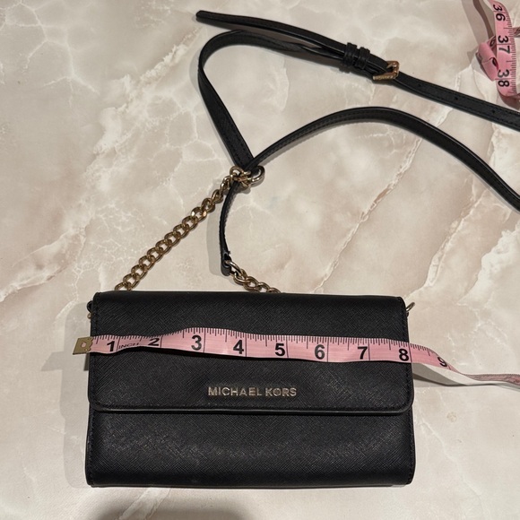 Michael Kors Black Leather Crossbody with Gold Chain Strap - Picture 5 of 6